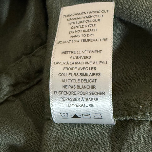 Khaki Linen-Rayon Blend Button-up Cinch Waist Jacket GUC - Picture 9 of 9